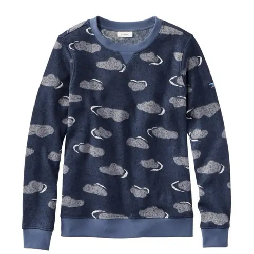 LL Bean Blue Gray Lightweight Pullover Crew Neck Sweater Fleece Size MEDIUM