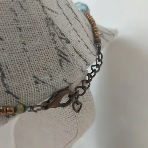 Brown and teal beaded necklace