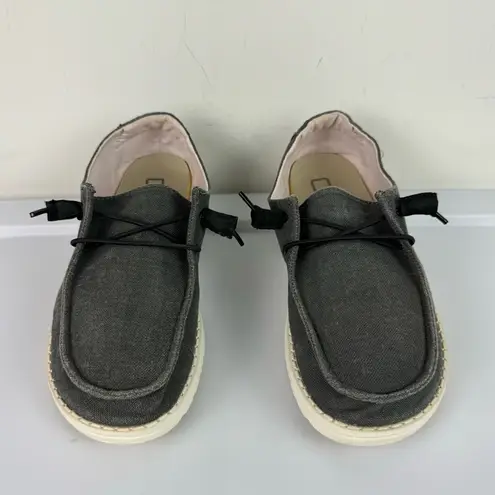 Hey Dude Wendy Chambray Moccasin Slip On Shoe Sz 7 Dark Grey Black