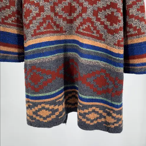 Spense Women's Cardigan coat long Anthropologie southwestern XL Aztec geometric Blue