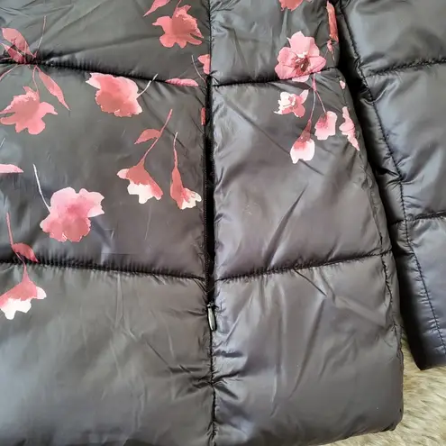 Karl Lagerfeld Paris Floral Print Puffer Jacket Size Small