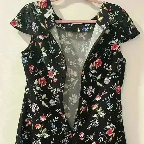 Likely Beckett Botanical Short Ruffle Skirt Black Floral Short Dress Size 12
