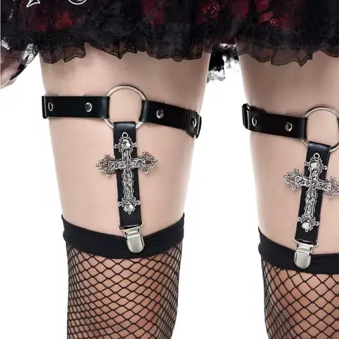 Black Gothic Leg Garters