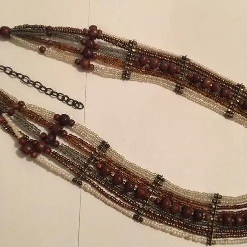 Nice Women’s Hand Crafted Beaded Costume Jewelry Necklace Brown / Neutral Tones