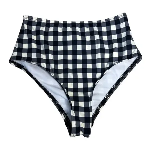 Daisy NWOT Dippin' 's Black and Cream Gingham High Rise Bikini Swim Bottoms Small