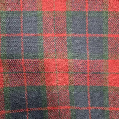 Vintage Red Green Tartan Velvet Collar Rose Broach Wool Blend Blazer Size 14