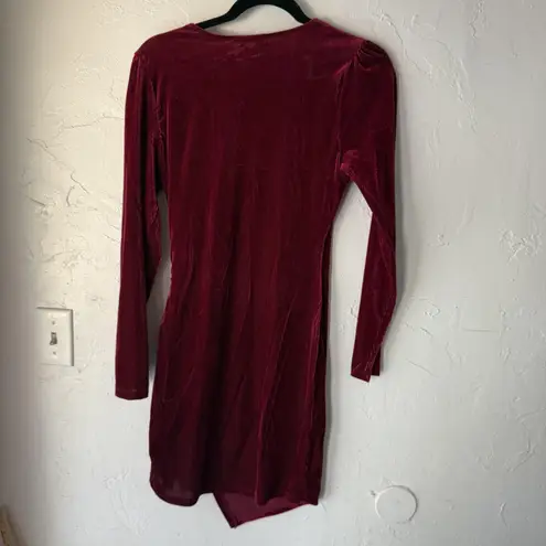 Chocolate Dress Womens Medium Red Velvet Long Sleeve Ruched Wrap Vampire Witchy Red