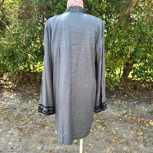 Soft Surroundings Grace Long Sleeve Grey Embellished Sequin Tunic Top Size L
