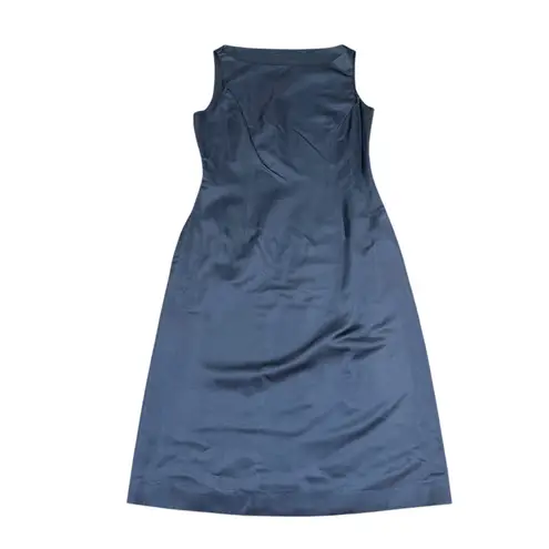 Sleek Black Boat Neck Sleeveless Sheath Dress Knee Length Elegant Formal Size 6