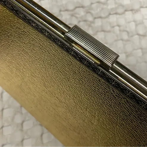 Vtg 80s Metallic Gold Clutch Hidden Chain Evening Bag Vintage