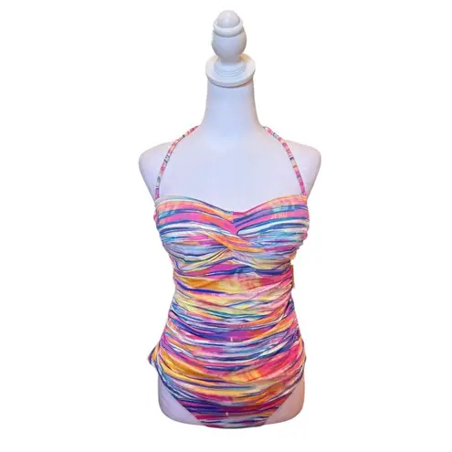Ralph Lauren LAUREN  Summer Tie Dye Twist Swimsuit One Piece Convertible Size 12