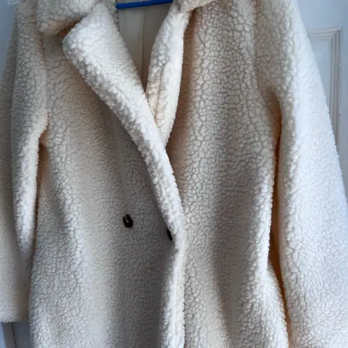 Women's Cream Teddy Coat Faux Sherpa Style Size Large