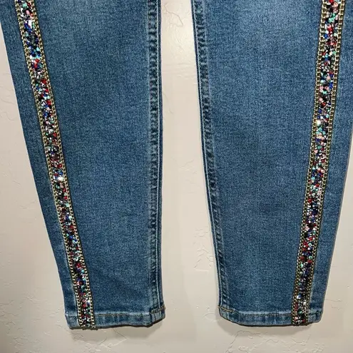 Topshop  Jeans Womens 26 High Rise Skinny Jamie Beaded Side Stripe Stretch Denim