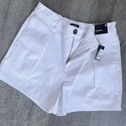 EXPRESS Super High Rise  White Shorts