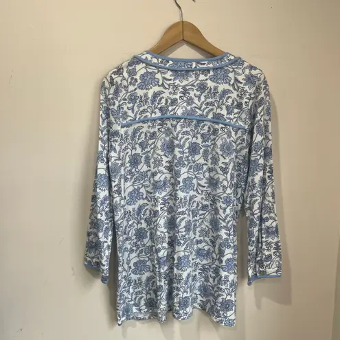 J. Jill Cotton Tencel Modal Soft Touch Knit Top Long Sleeve Sz M Tall Blue Size M