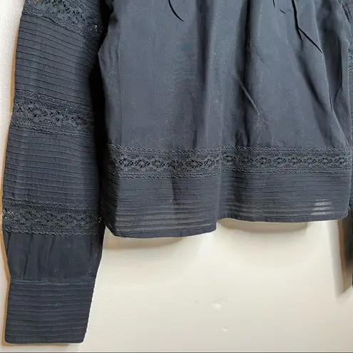 Isabel Marant Etoile Rexton Blouse Crochet Lace Pintucked Pleated Top Size 38