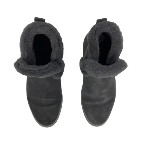 COUGAR Womens Duffy Faux Fur Trim Waterproof Gray Suede Ankle Sneakers Bootie 7