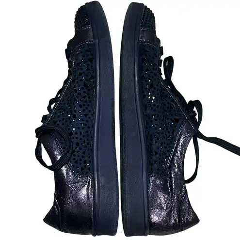 Lady Couture Paris Sneakers 9.5 Blue Cut Out Rhinestone Sparkle Low Top Shoes