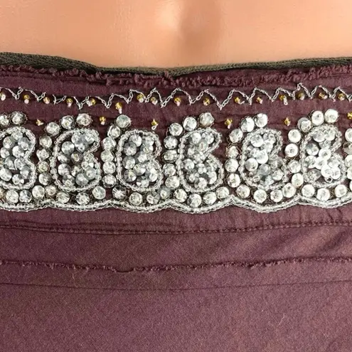 Vintage Dimri Purple Ruffle Tiered Rhinestone Peasant Boho Midi A