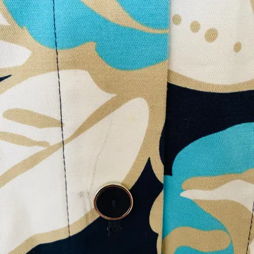 Alfred Dunner Floral Blazer Buttons Cotton Blend Stretch Jacket -Light Stain 12