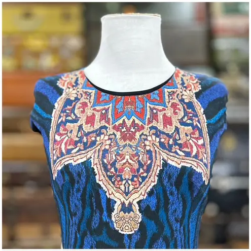 Just Cavalli Geometric Mini Dress Womens Size Medium Blue Black Motif