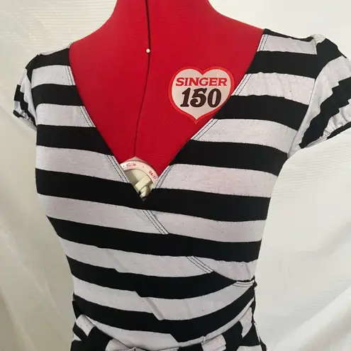 Fire Los Angeles Black & White Stripe Wrap Dress by size Small