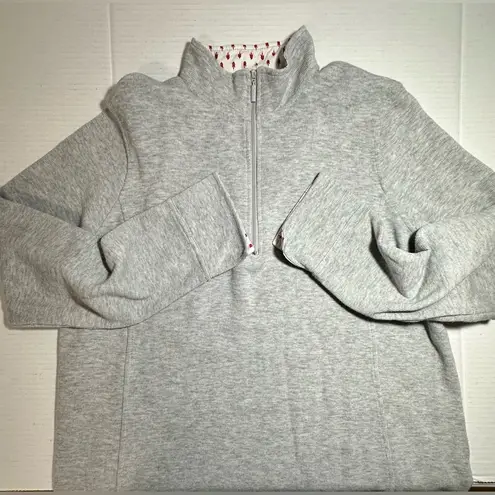 Orvis Sweatshirt Womens Large Gray Flip Cuff 1/4 Zip Pullover Preppy Lightweight