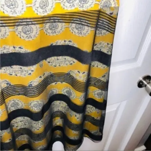 Whish Black Sleeveless Stripe Mesh Overlay Tank Sun dress Yellow Blue Black S