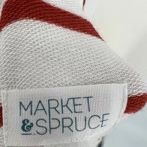 Market & Spruce Striped Hooded Long Sleeve Top Ivory Red Brown Size Large NWT