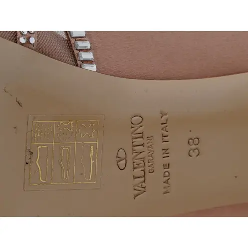 Valentino Garavani Women's Pale Pink Rhinestone-Bow Satin Pump Sz 38