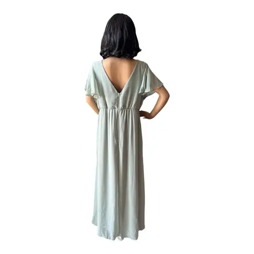 Birdy Grey  Hannah Empire Dress flutter sheer sleeves Chiffon Sage size XXL