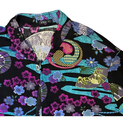 $158 New Vikki Vi 4X 4XL Jacket Cardigan Blazer Shirt Top Slinky Stretch Artsy Black