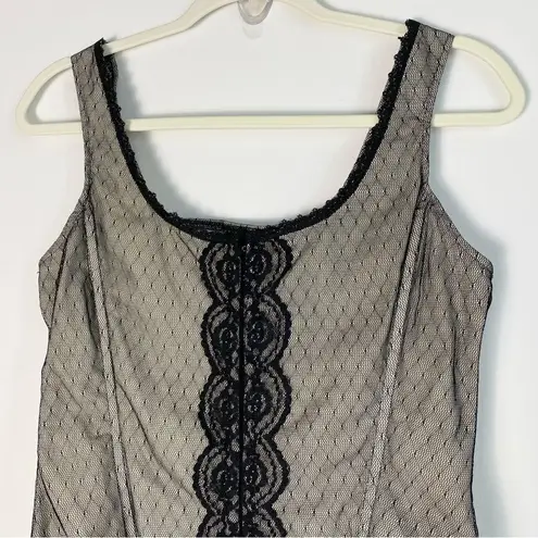 Frederick's of Hollywood Corset Bustier Sexy Top Lace Mesh Medium Black Y2K Vtg