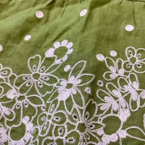 Grace Elements Size 14 Green Linen Grassy Field Embroidered Spring NWT New Cute