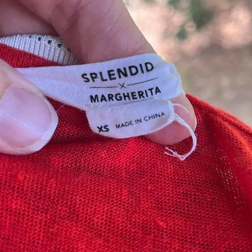Splendid  X Margherita Missoni Ciao Bella 100% Linen Tee Red Size XS - Image 5