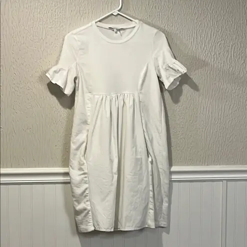 English Factory White Mixed Media Ruffle short sleeve dress size small