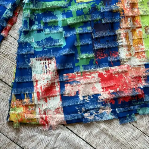 ALI MILES Lightweight Jacket Fringe Colorful Blue Green Pink Size Petite Small