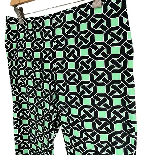 Tracy Negoshian Frida Pants Womens 6 Green Black Geometric Slim Fit Modern Chic