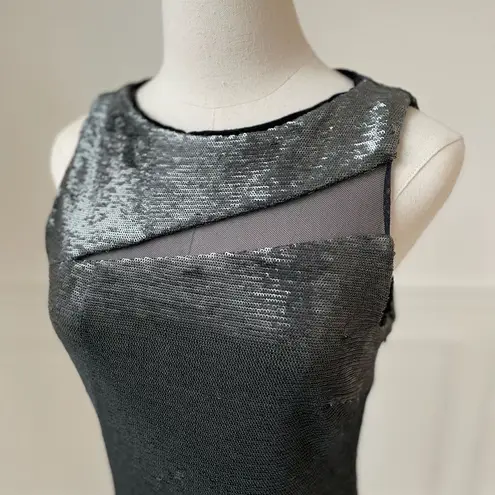 Julia Jordan Murky Green Black Mesh Cutout Sequin Sheath Dress S