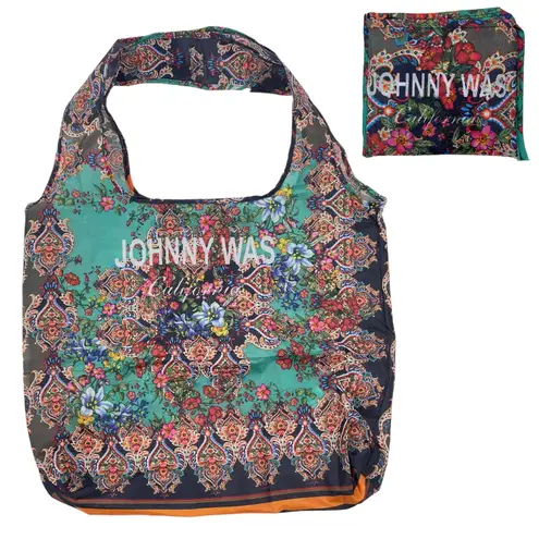 Johnny Was NEW Reusable Shopper Tote Bag Foldable Paisley Floral Print