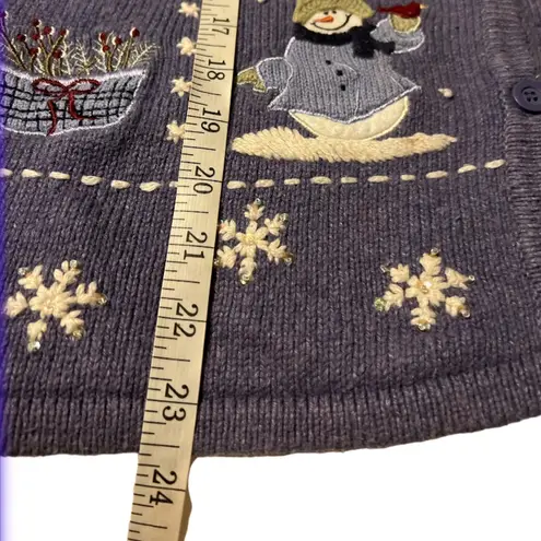 Croft & Barrow Croft Barrow‎ Winter Cardigan Purple Snowman Wool Blend Holiday Christmas XL