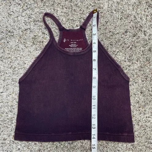 Free People Movement Happiness Runs Ribbed Crop Tank Top XS/S Purple Burgundy Size undefined