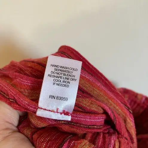 Drew 🌞Anthro Emerson Red Striped Linen Blend Strapless Split Leg Jumpsuit