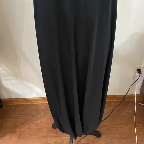 Norma Kamali black sleeveless long swing dress with gathered hemline maxi sz XS