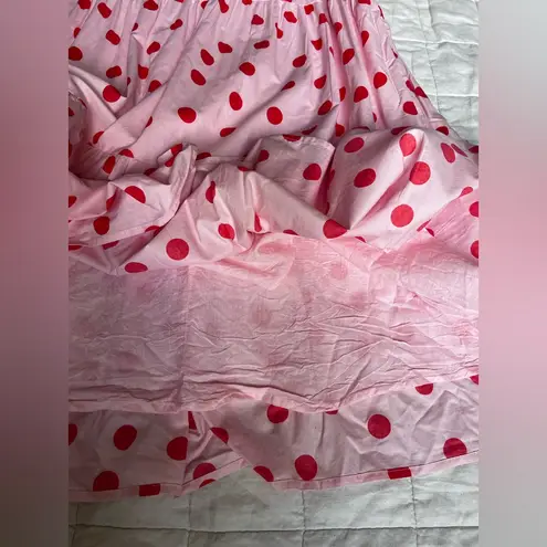 Petal and Pup Pink & Red Polka Dot Gasal Smocked Tiered Maxi Dress - Women's 10