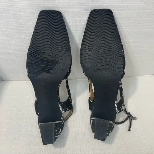 J Renee Samina Womens Sz 8.5 Black & White Plaid Sling Back Pumps