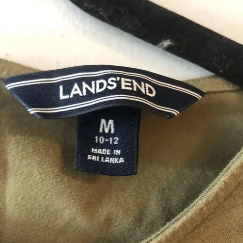 Lands' End Womens Tunic Top Hi Low Hem Short Sleeve Keyhole Back Olive Green M Size M