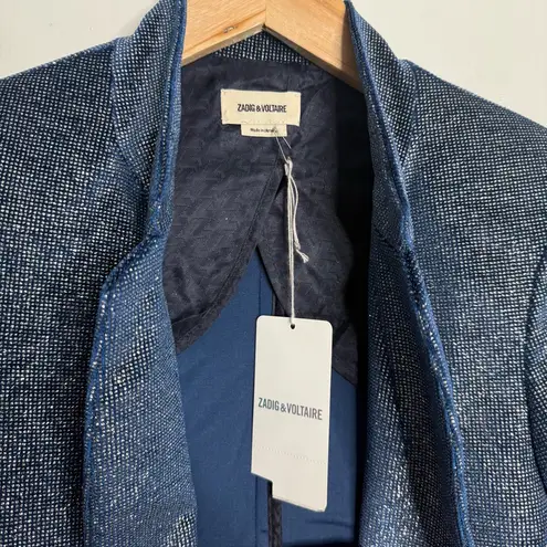 Zadig & Voltaire NWT Very Velours Sparkle Jacket Open Front Blazer Size 34 (XS)
