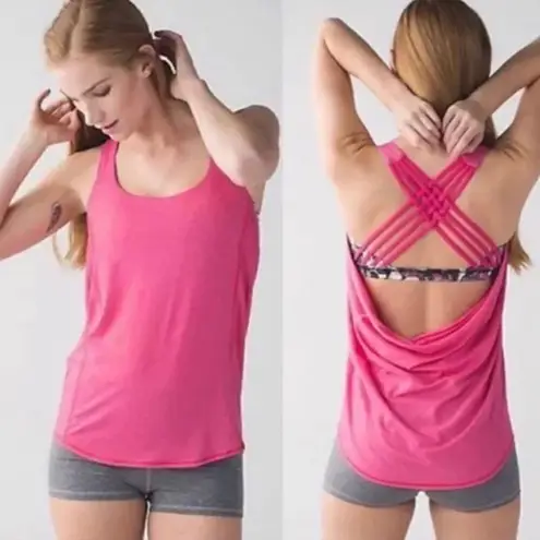 Lululemon ‎ Free to be Wild Hot Pink Butterfly Tank size 6