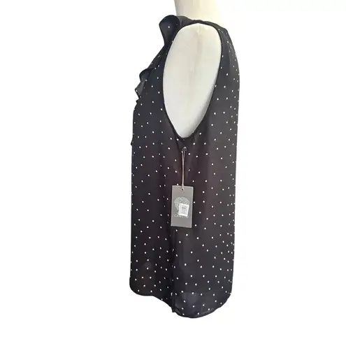 Vince Camuto  Ruffle Front Black Polka Dot Sleeveless Blouse in Size Med